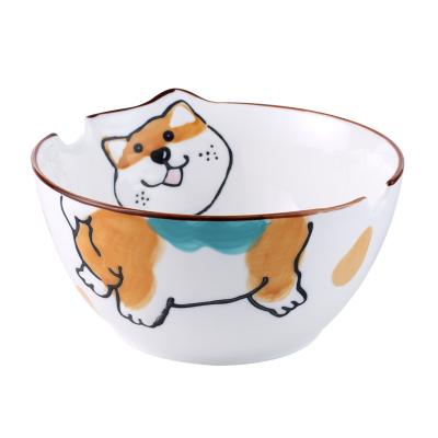 China Viable Japanese Ramen Bowl Household Bowl Noodle Cartoon Style Dog Heatproof Ceramic Tableware for sale