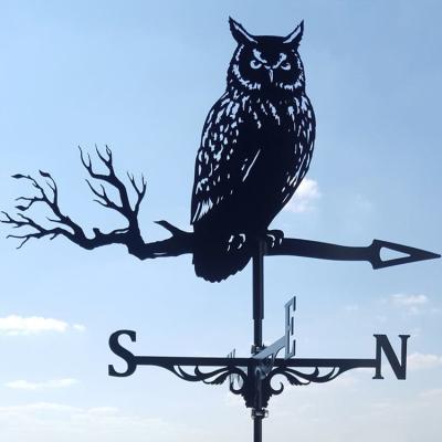 China Art Decor HY owl weathervane stainless steel spray painted European iron ware craft decorative ornaments for sale