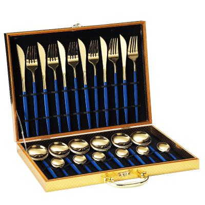 China Viable Flatware 24 PIECES SET Stainless Steel Gold Plated Dinnerware Set Titanium Plated Portuguese Home Party Wedding Gift for sale