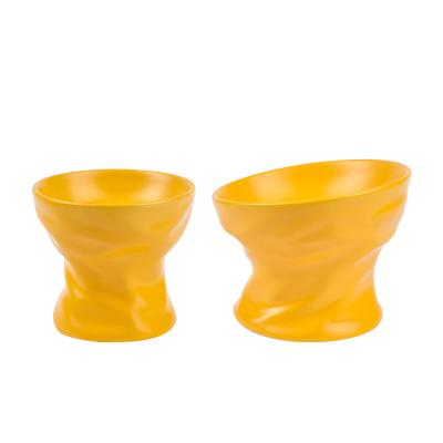 China Large dog HY single product viable pet bowl raised grain mouth flat bowl concave and convex puppy bowls 2021 wholesale pet product for sale