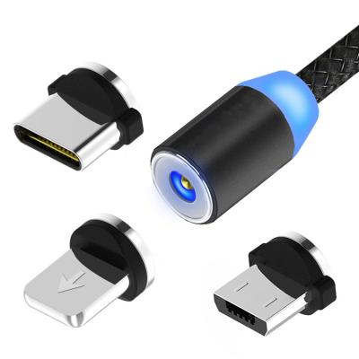 China MP3/MP4 Player Factory Wholesale 3A Multiple 3 In 1 Magnetic Type-C Mic Fast Charging Data USB LED Cable for sale