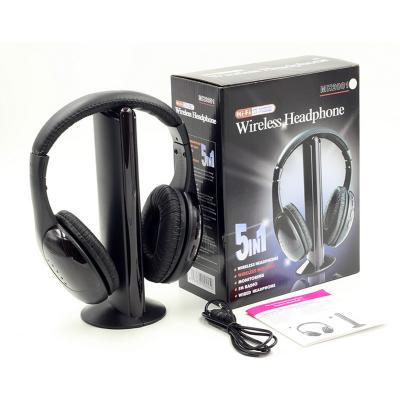 China Hot Selling Headband 5 in 1 TV Headset with FM Transmitter and Radio and Monitor TV Wireless Earphone for TV with Earphone Stand for sale