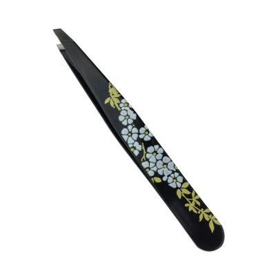 China Professional Black Eyebrow Beauty Tools Stainless Steel Beauty Eyebrow Tweezers for sale