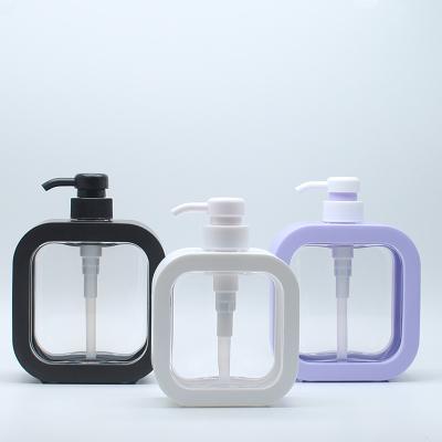 China Packaging Cosmetics Wholesale New Design hand sanitizer 500ml black square lotion pump for empty bottle for shampoo shower gel bottles for sale