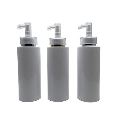 China Packaging Cosmetics High quality product 300ml 400ml 500ml white round plastic lotion empty bottles with Acrylic pump for personal care for sale