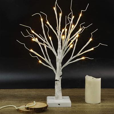 China Tree twikle star 24 led lighted white brich tree lighting decoration table light for sale