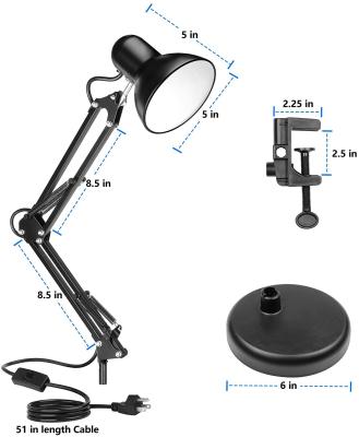 China Industrial Adjustable Metal Desk Lamp Swing Arm Table Lamp With Base Study Desk Lamps for sale