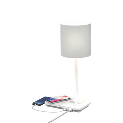 China FABRIC+ABS Light Bulb USB Table Desk Lamp Wireless Rotary Switch and 3 Way Filling Dimmable for sale