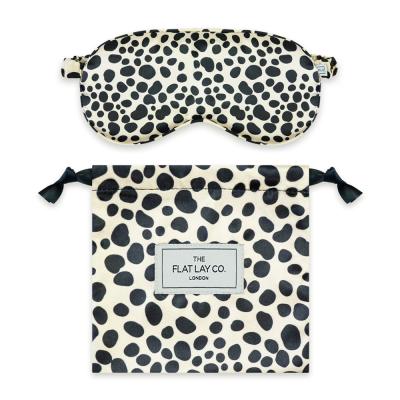 China Anti-Puffiness Leopard Print Sleep Eye Mask Silk Drawstring Bag Set Custom Sleep Eye Mask With Logo Digital Printing Sleep Mask Factory for sale