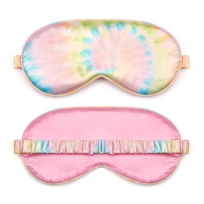 China Wholesale Anti-puffiness Sleep Eye Mask Sleep Silk Eye Mask With Tie Dye Digital Printing Travel Sleep Silk Mask for sale