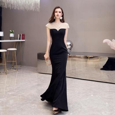 China Breathable Hand Beads Short Sleeves Plus Size Formal Dress For Women for sale