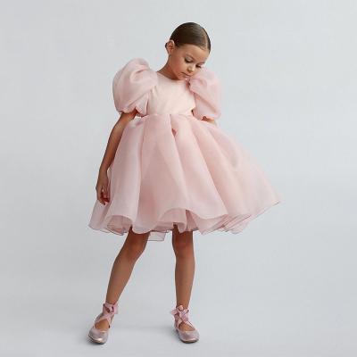 China Breathable Short Sleeve Knee Length Organza Girls Dresses for sale