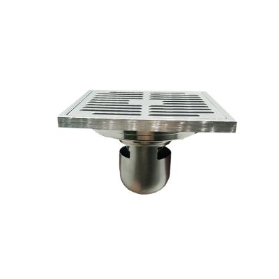 China 4 Inch Modern Square SUS201 Stainless Steel Shower Floor Drain With Tile Insert Grate Cover Invisible Screened Bathroom Drain for sale