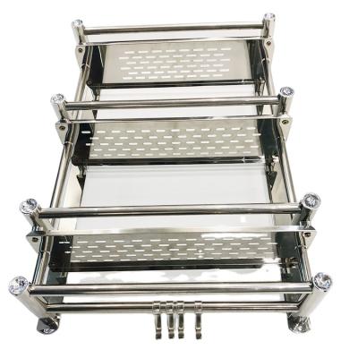 China Factory Price Stocked 60cm 3 Layers Stainless Steel Kitchen Sauce Spice Bottle Storage Rack With Towel Hooks for sale