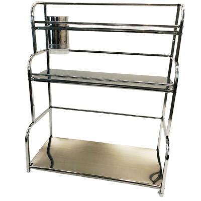 China Easy Stored Install 3 Layers 40cm 201 Stainless Steel Kitchen Spice Rack Storage Rack Chopsticks Holders for sale