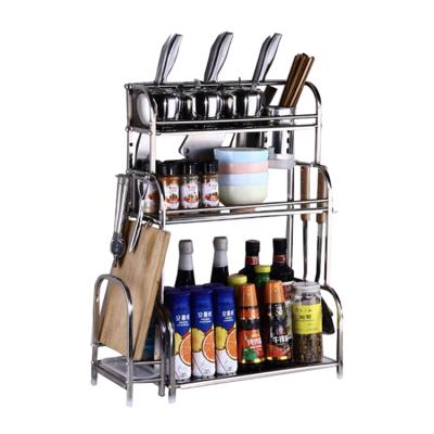 China Easy Stored Install 3 Layers 30cm 201 Position Kitchen Stainless Steel Spice Chopsticks Storage Rack Shelf for sale