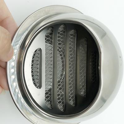 China Modern Wholesale 70mm 304 Stainless Steel Round Air Conditioning Waterproof Duct Mounts With Grill Insect Net for sale