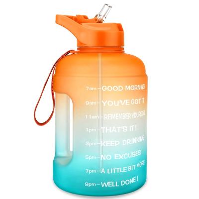 China QuiFit Viable Plastic Water Bottle 2.2L with Straw Marker Portable Tumbler Motivational Time Leak Proof for Outdoor for sale