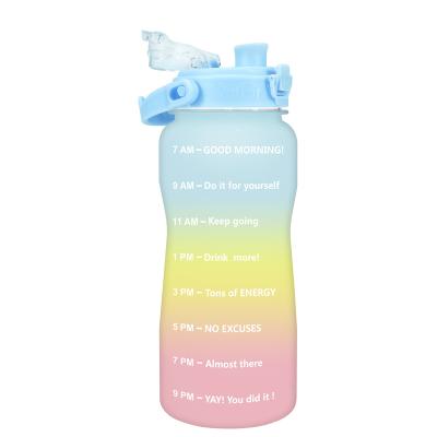 China 2L Large Sustainable Water Bottle Jug With Handle Pop Open Large Sports Bottle Jug With Time Markers for sale