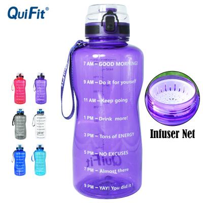 China 2000ml Half Gallon Sustainable BPA Free Water Bottle With Cheering Time Markers Suitable For Sporting Events Stay Hydrated for sale