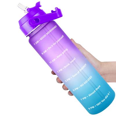 China 1 Liter BPA Free Sustainable Water Bottles With Straw And Handle Weather Markings Leak Proof For Fitness Gym Camping Outdoor Sports for sale