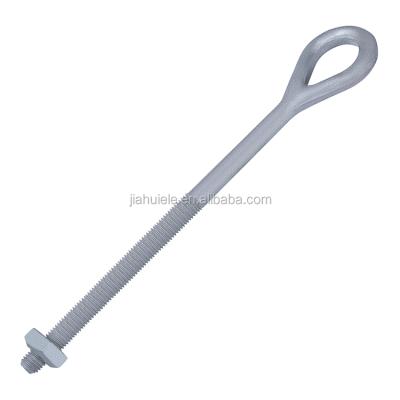 China Electronics Hot Dip Galvanized Carbon Steel Oval Eye Bolt For Pole Hardware Line for sale