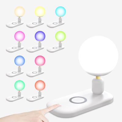 China Contemporary Wireless Charging Dimming Desk Lamp With Night Lamp RGB Lamp for sale