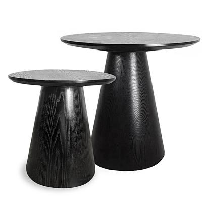 China Minimalist Nordic Design Ash Veneered Painted Wooden Top Wood Base Around Meet Dining Tables for sale