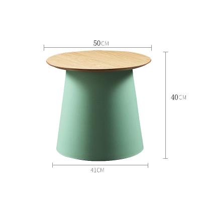 China Nordic Minimalist Ash Veneered Painted Wooden Top pp Design Table Asst 2 Plastic Low Center Coffee Tables for sale