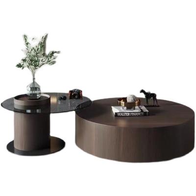 China Marble options can be chosen marble coffee table asst 2 round minimalistic interlocking set living room stainless steel from factory wholesale price for sale