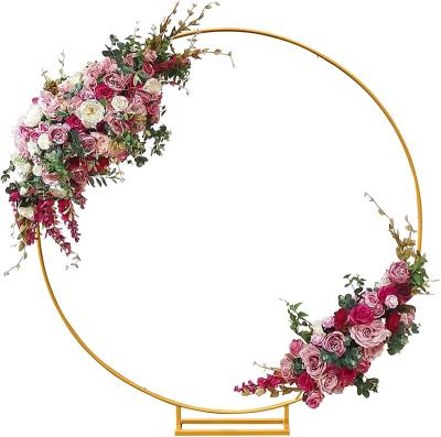 China Iron 2022 Fashion Wedding Suppliers Round Mesh Circle Backdrop Wedding Arch Stand Wedding Decoration Round Flower Wall for sale