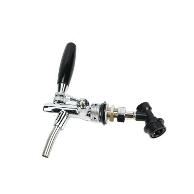 China Adjustable Stocked Beer Tap Faucet with Flow Control, Black Handle Lever and Liquid Ball Lock Post for sale