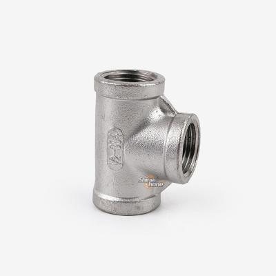 China Stocked Stainless Steel Tee 3 Way Threaded Pipe Fittings - 1/2