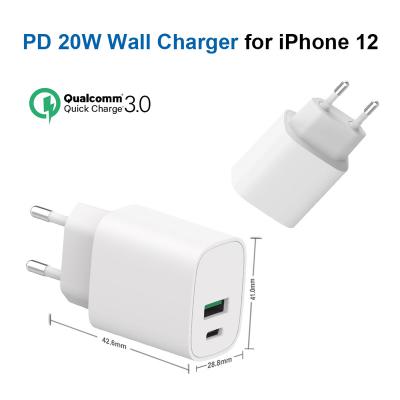 China USB C 20W Fast Car Charger Mobile Phone Charger PD 3.0 EU Wall Charger Type C For iPhone for sale