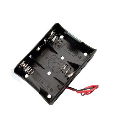 China Square Black ABS 3*C Battery Holder Safe High Quality Cheap Waterproof Holder With Lead Wire for sale