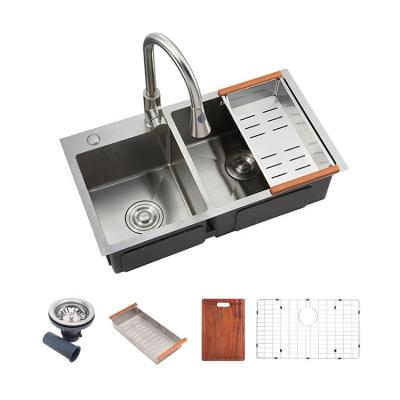 China Without Faucet China Modern Design Square Undermount Stainless Steel Handmade Kitchen Sink for sale