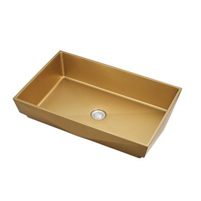 China Modern Gold And Black Color Long Big All In One Bathroom Top Luxury Black Small Mount Bathroom Sink Set for sale