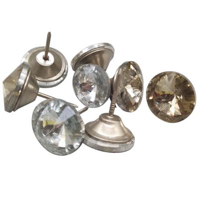 China Wholesale Decorative Round Glass Crystal Sofa Upholstery Buttons for sale