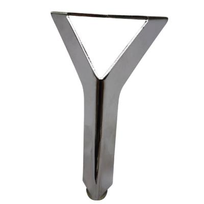 China Hot Sale Customized Chrome Iron Triangle Metal Modem Silver Hollow Modern Sofa Leg for sale