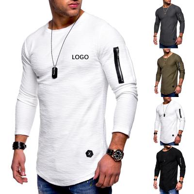 China Custom Embroidered QUICK DRY Autumn Gym Fitness O-Neck T-shirt Print Men Long Sleeve T-shirt Embroidered T-shirt for sale