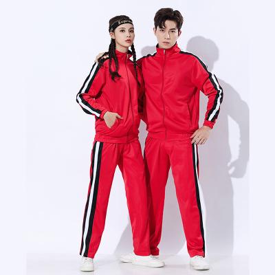 China Breathable Customize Designer Embroidery Woman Track Suits Sport Jogging Simple Two Piece Tracksuits Red Sweatsuits for sale