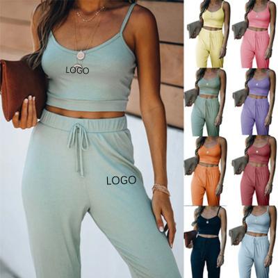 China Logo Ladies Summer Casual Sports Custom Made Breathable 2 Piece Tracksuit Plus Size Women Beach Top Set for sale