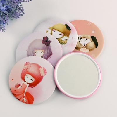 China Minimalist customized beauty colorful Mini Compact button mirrors round tinplate pocket mirror with kpop slogan for sale