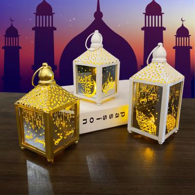 China 3D LED Lights Ramadan Festival Castle Moon Kerosene Lamp Room Layout Party Hanging Castle Ornaments Decorative Lights for sale