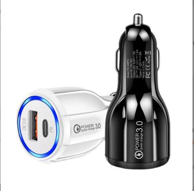 China Mobile Phone PD Car Charger QC 3.0 Fast Charging Dual Port Fast Charging Usb Type C Car Charger For Mobile Phone for sale