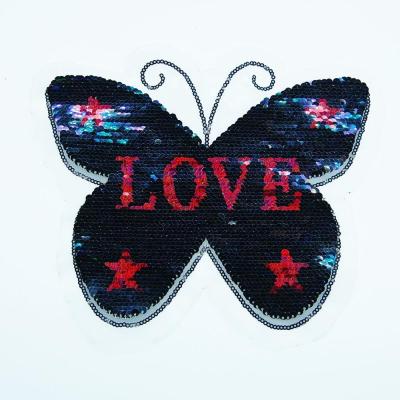 China 3D 4mm 5mm Custom Iron On Reversible Sequin Embroidered Patch for sale