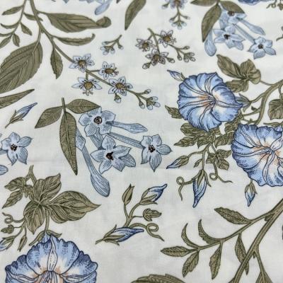 China Factory wholesale light weight breathable leaves flower printing woven 100% cotton poplin fabric for blouses for sale