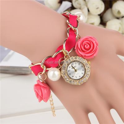 China Non-Specific Resin Fancy Flower Watch Strap Chain Girls Pendant Watch for sale