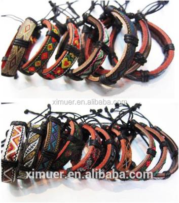 China Wholesale Women's Bangle Bracelet Latest Alli Embroidery Leather Bangle Cheap Express Leather Bangle for sale