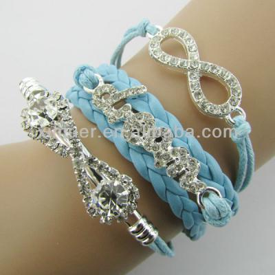 China Girls love bracelets 2014 latest design crystal infinity dream girls fancy bracelets for sale